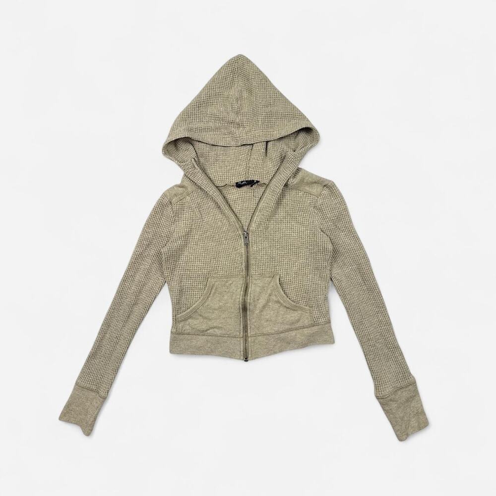 Out from Under waffle cropped tan hoodie urban outfitters)